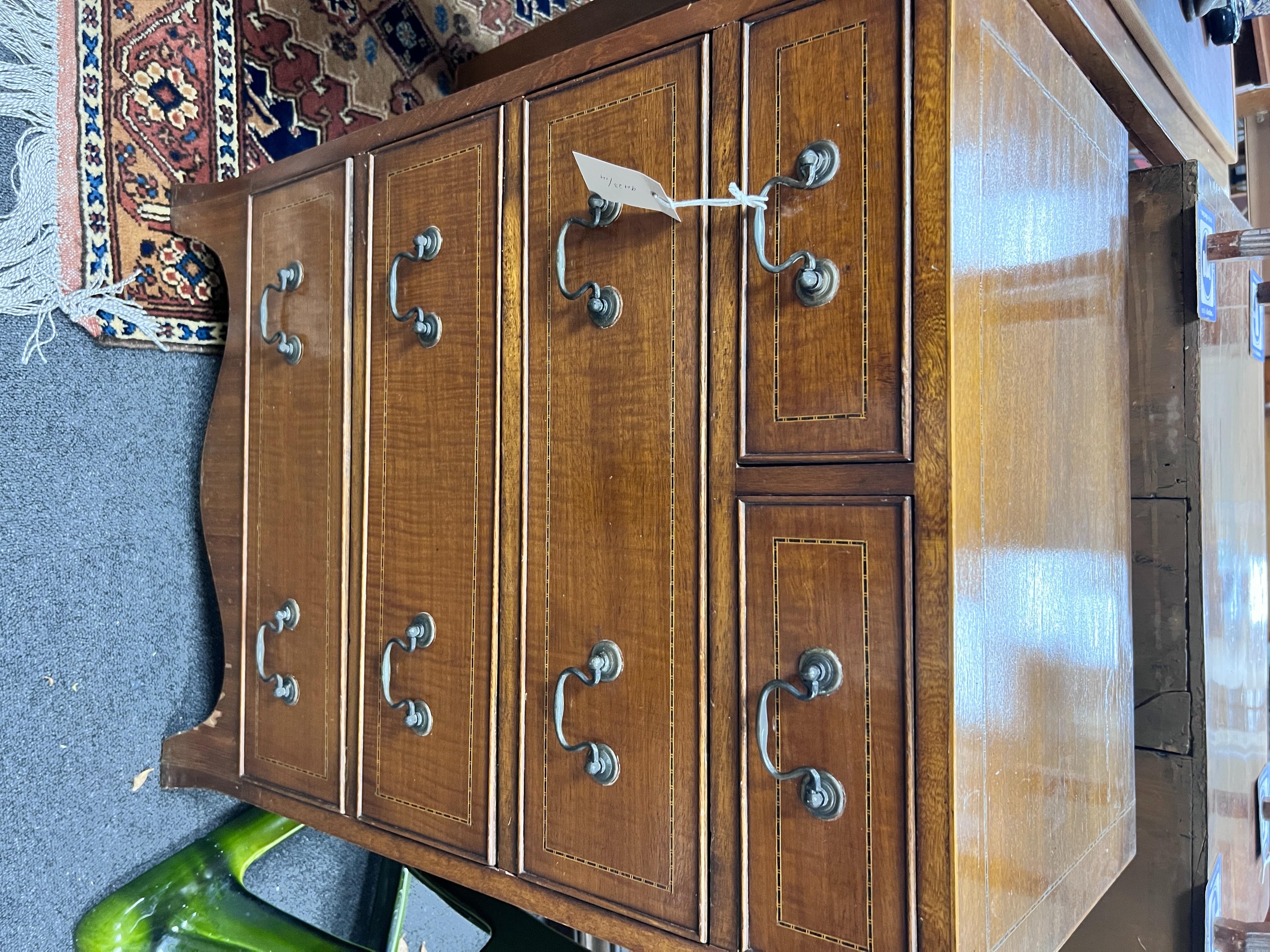 An Edwardian style mahogany five drawer chest, width 57cm *Please note the sale commences at 9am.